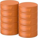 Velocity Heavyweight Training Hockey Pucks - 10oz Ice Hockey Pucks with High-Density Rubber, Diamond-Textured, Strength & Stickhandling - 3" Diameter, Shooting & Passing Drills, Orange, 10 Pack