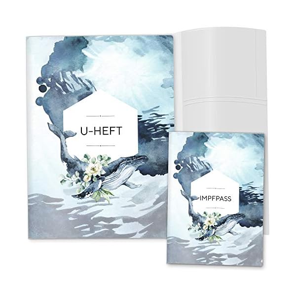 OLGS U-Heft und Impfpasshülle Set 3-teilig | Walfisch | Erstklassige Hüllen für Untersuchungsheft & Impfpass | Geschenke…