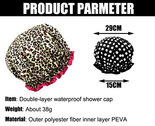 Douchekap, waterdichte baddoppen, dubbele lagen douchecaps voor dames en kinderen, bescherming lang haar, 4 stukken - Image 6