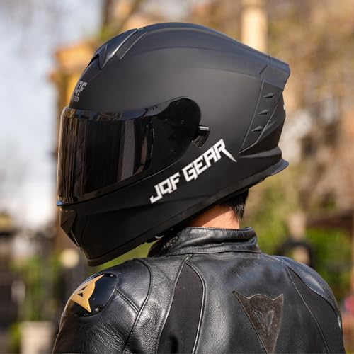 JQF Gear Motorcycle Full Face Dual Visor Helmets for Adults Street Bike Racing Motorbike Helmet A8 DOT Approved (Matte Black, M)