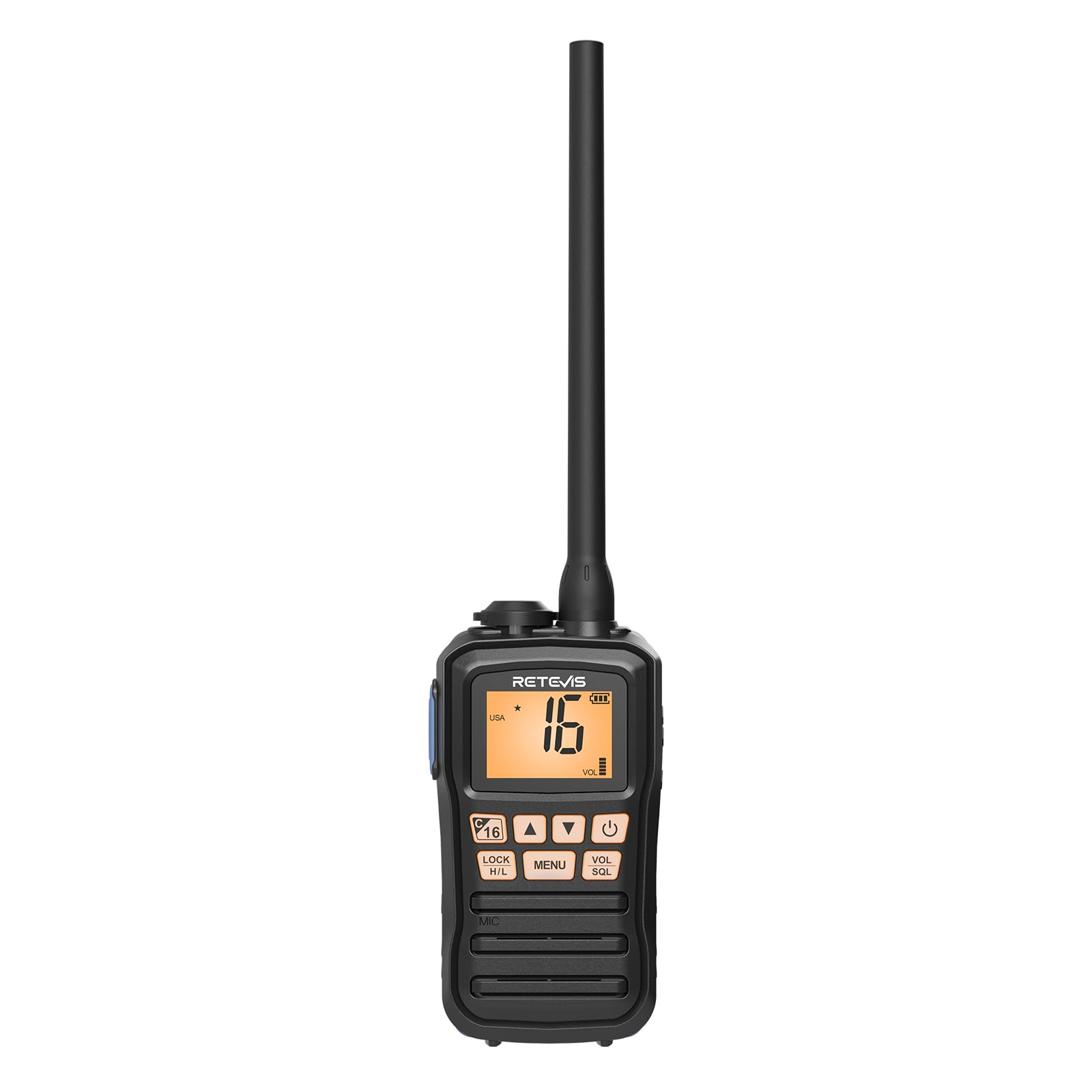 Retevis RM01P Walkie Talkie Marino, VHF Marino Portatil con Vibración Flotante, 88 Canales, 1750 mAh, Tipo C, Radio Marina Versión Mejorada RM01 para Embarcaciones de Pesca y Transporte (1 Pieza)