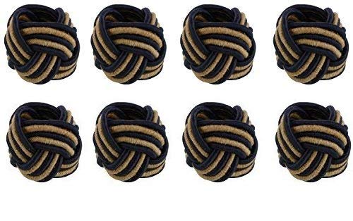 Image of Napkin Ring Holder Seed Bead Handmade Dinning Table Rings Napkin Rings for Table Decoration (Pack of 8) (Black and Brown) | Napkin Rings Set of 4 PC(1.5inch- Diameter)