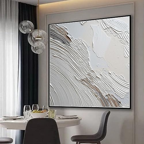 White abstract painting white textured wall art white 3d textured