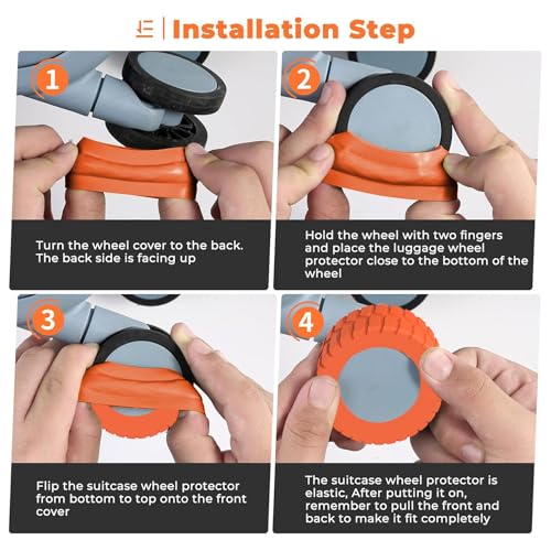 Luggage Compartment Wheel Protection Cover, 8 Pcs Anti Noise Wear-Resistant Protective Wheel Covers, Portable Silicone Suitcase Caster Protecters (Orange)2