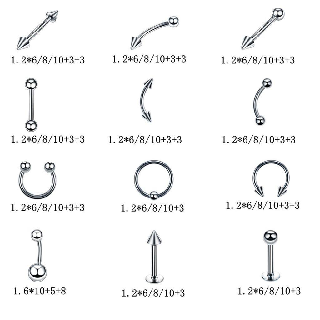 Amagogo Joyería Corporal Piercing con Aros para Nariz Anillos de Ombligo Barras de Lengua y Pendientes de en Acero Inoxidable Adecuado para Mujeres