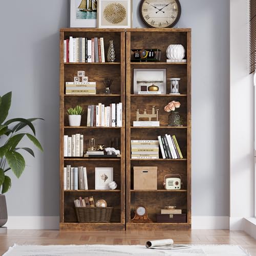 Image of BORNOON 74 inch Tall Bookshelf, 6-Tier Floor Standing Bookcase with 2 Adjustable Shelves, 24 inch Wide Open Storage Shelf, Modern Display Organizer for Home Office, Living Room, Bedroom, Study