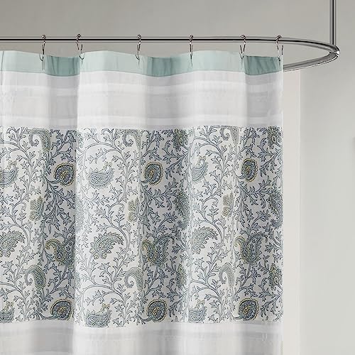 Madison Park Shabby Chic Cotton Fabric Shower Curtain, 72"x72", Aqua by Madison Park - Used condition - Image 3
