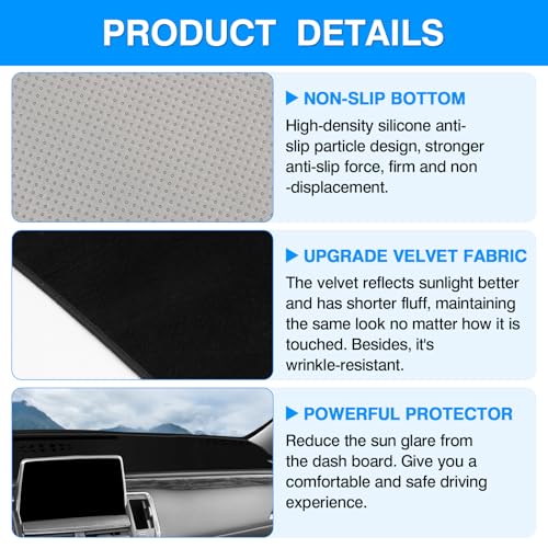 Image of Autorder Dashboard Cover Mat for 2021-2024 Chevrolet Suburban /Tahoe /GMC Yukon Accessories Dash Cover Flannel Dash Mat Sunshade Glare UV Rays Protector (Not for Yukon Denali)