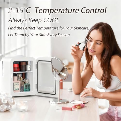 Image of 12L Mini Fridge with LED Digital Display, A Powerful Makeup Refrigerator and Cosmetic Fridge for 110V AC /12V DC Use, Small Refrigerator for Bedroom, Dorm, Car, Office