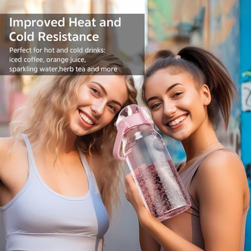 2 Litre Water Bottle, Authorized EASTMAN TRITAN Material Large Water Bottle, 100% BPA Free Sports Water Bottle With Straw for Gym, Fitness, Outdoor, Exercise (Transparent Pink)