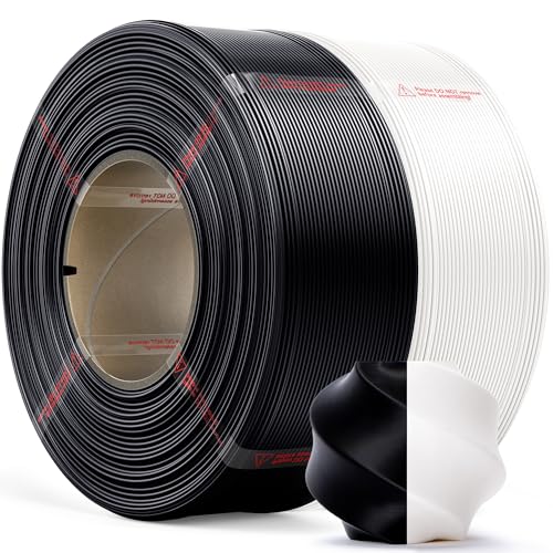 Image of PLA Basic, Pre-Dried Refill Filament 2-Pack Bundle (2kg /4.4lbs) for Reusable Spools, 1.75mm Spool-Less Bulk PLA 3D Printing Filament, Compatible with Bambu Lab 3D Printers - Black + White
