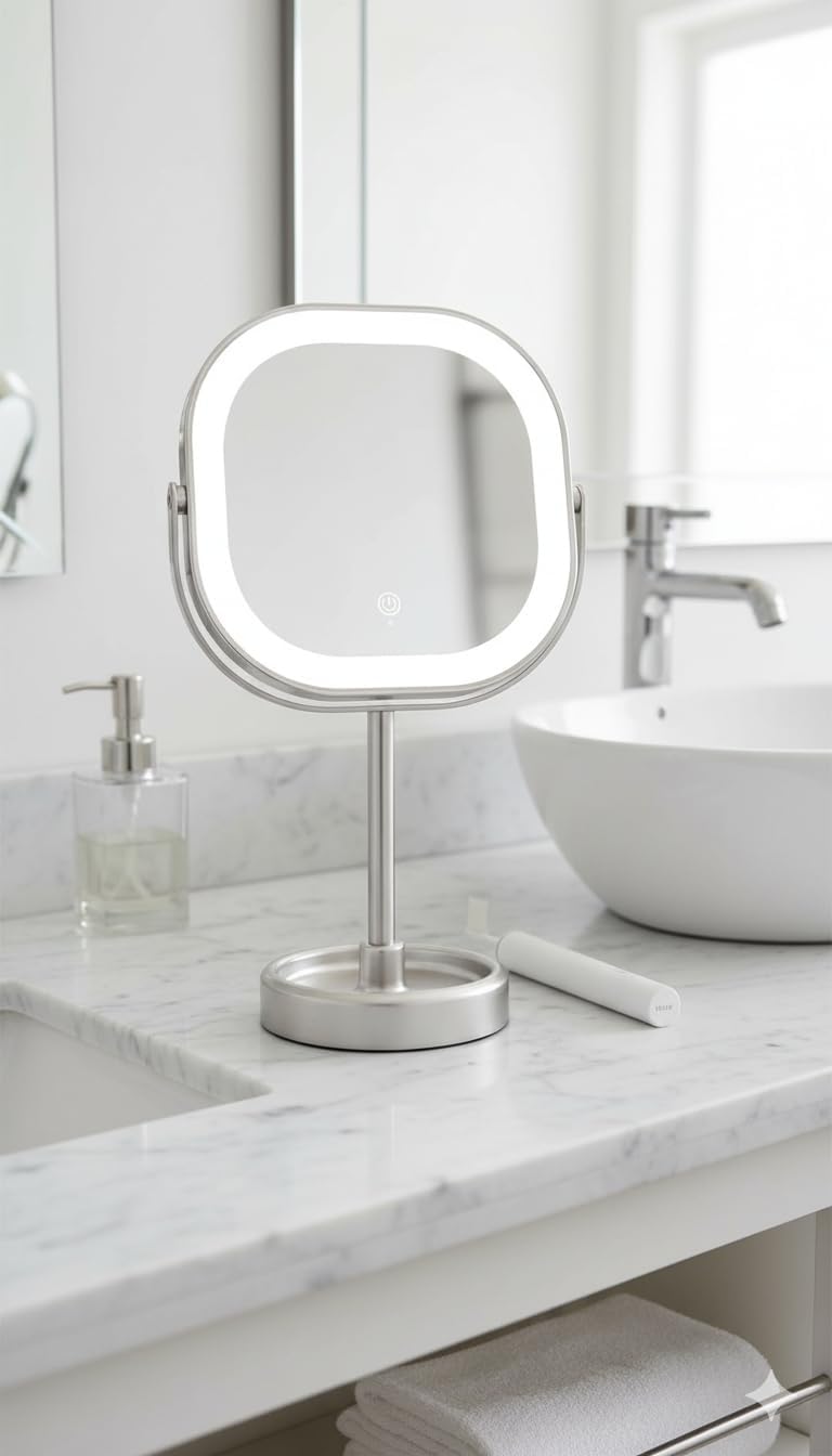 Conair Rotating Wireless LED Mirror with 2 Magnification Sides of 1X/10X