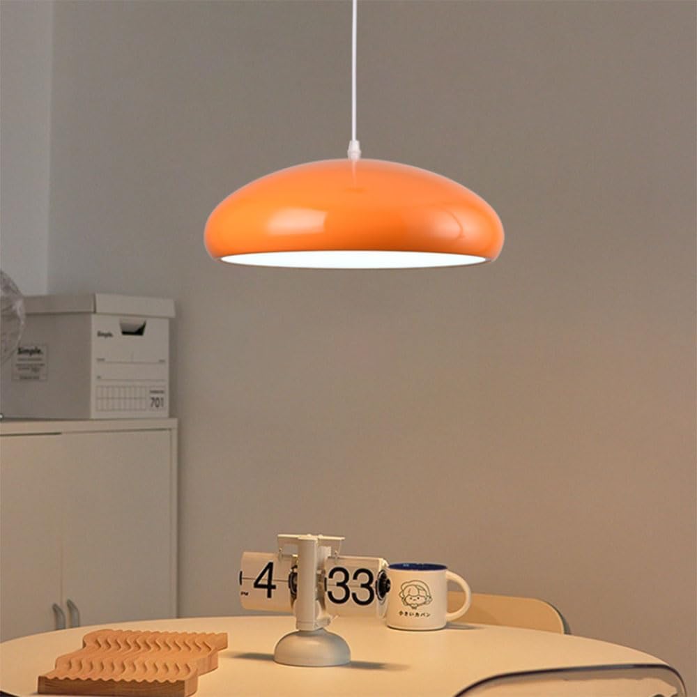 Ceiling Mounted Light Italian Style Dining Table Led Hanging Pendant Orange Vintage Pendant Light Fixture Large Dome Chandelier for Kitchen Island, Hallway, Dining Room, Bedroom