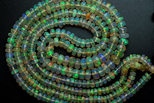 Opal Éthiopian perles rondelles facettées 16'' pour création de bijoux fil opale blanche naturelle