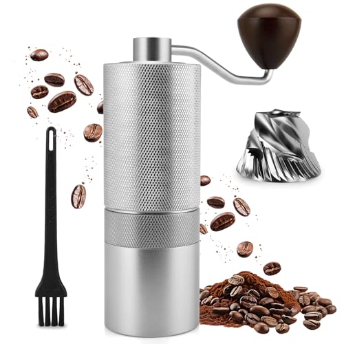 Manual Coffee Grinder Portable Hand Coffee Grinder with Stainless Steel Conical Burr & Adjustable Grind for Espresso Aeropress Pour Over & French Press Compact Easy Clean Full Metal Travel Mill