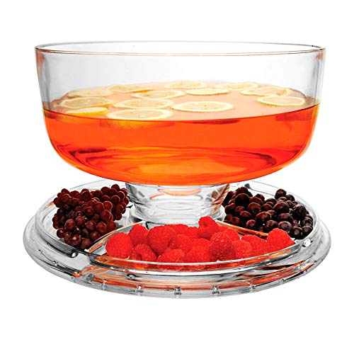 Extra Large (12") 6 In 1 Acrylic Cake Stand With Dome Lid Multifunctional Serving Platter And Cake Plate, Salad Bowl/Veggie Platter/Punch Bowl/Desert Platter/Chips & Dip - Bpa Free #TOP3