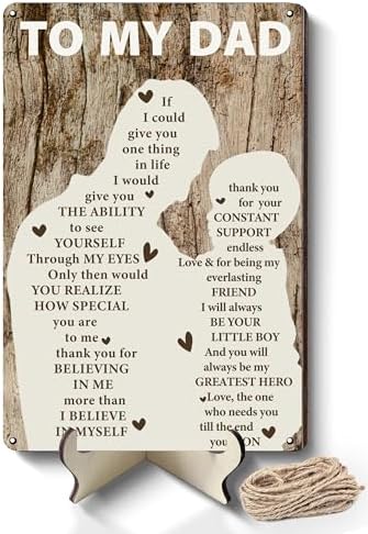 Father's Day Gifts for Dad from Daughter Son, Wooden Vintage Hang...