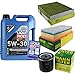 Produktbild QR-PARTS 69375072 Filter Set Inspektionspaket 5 Liter Motoröl Longtime High Tech 5W-30 MANN-FILTER Innenraumfilter Luftfilter Ölfilter