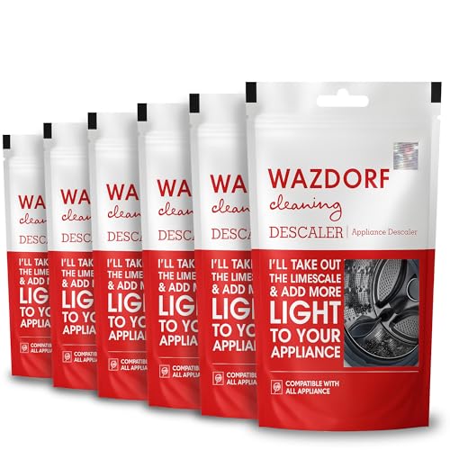 Wazdorf Washing Machine Cleaner & Descaler Powder | Removes Tough Grime, Limescale & Soap Scum | Used for Top Load & Front Load | Protects Clothes from Residue Damage | 6 Pouch | 100g (Pack of 1)