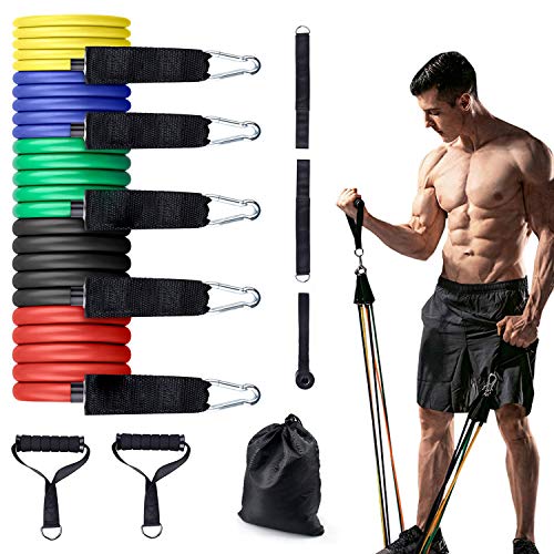 GIMTVTION Resistance Bands Set 11 Pack, Portable Home Gym Accessories Including 5 Stackable with Doo GIMTVTION Resistance Bands Set 11 Pack, Portable Home Gym Accessories Including 5 Stackable with Doo