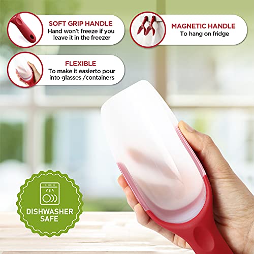 Image of Spring Chef Magnetic Ice Scoop for Freezer, BPA-Free Food Scooper, Red