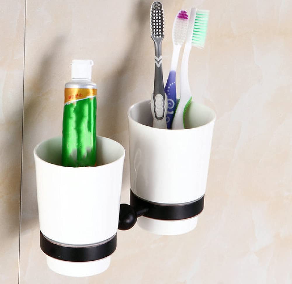 Accessoires de salle de bain en cuivre et porte-gobelet double noir