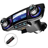 Bluetooth FM Transmitter Car MP3 Player Hands-Free Car Kit Wireless Radio Audio Adapter with Dual USB 5V 2.1A USB Port, U Disk, TF Card, Folder Playback, AUX Input Output, Voice Navigation