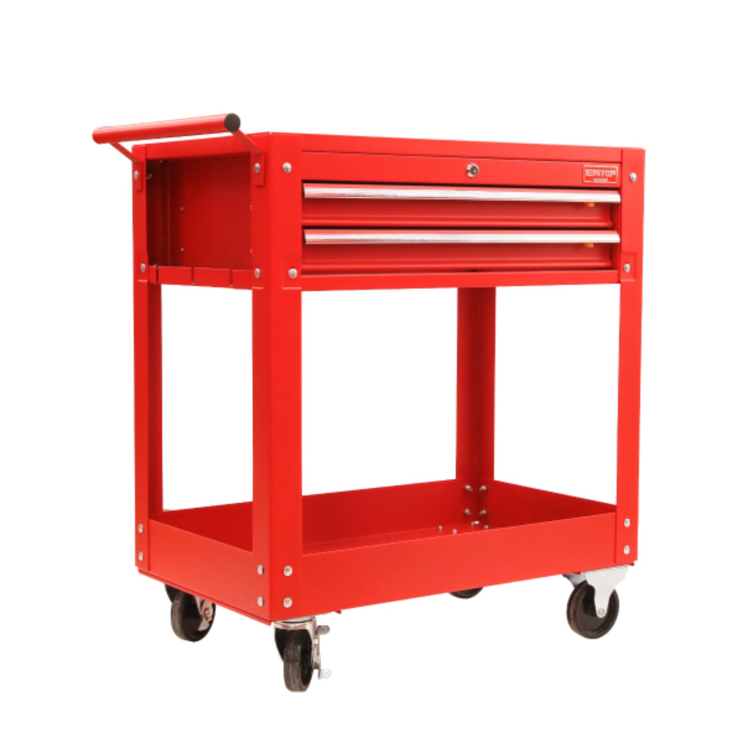 EMTOP - Carro Portaherramientas 2 Cajones | 712x440x694 mm | Cajon 570x395x60 mm | Chapa 0,6 mm | para Talleres y Organización de Herramientas | Capacidad Amplia