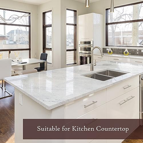 Very Berry Sticker Marble Contact Paper (White, 15.7" x 78", 1 Pack) Peel and Stick Countertop Wrap, Waterproof Vinyl, Renter Friendly for Kitchen Counters, Bathroom Vanities & Cabinets - Thumbnail 2