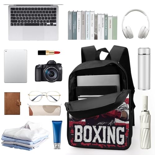 Boxing U.S. Flag Classic 17 Inch Backpack Travel Daypack Casual Shoulder Bag with Adjustable Strap for Men Women3