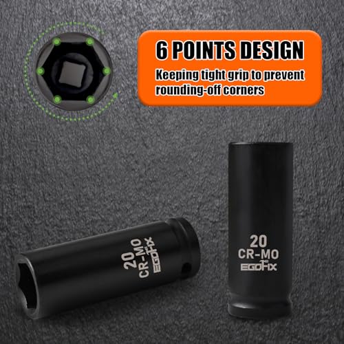 Image of 1 /2 inch Drive Deep Impact Socket, 20mm Socket, CR-MO, Metric, 6 Point