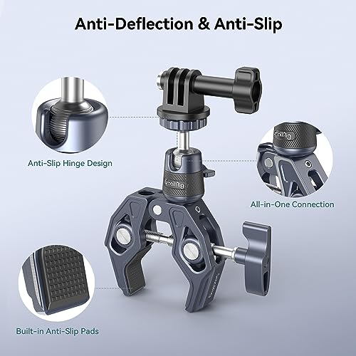 Image of SMALLRIG Camera Mount Clamp, Gopro Motorcycle and Bike Handlebar Mount Kit