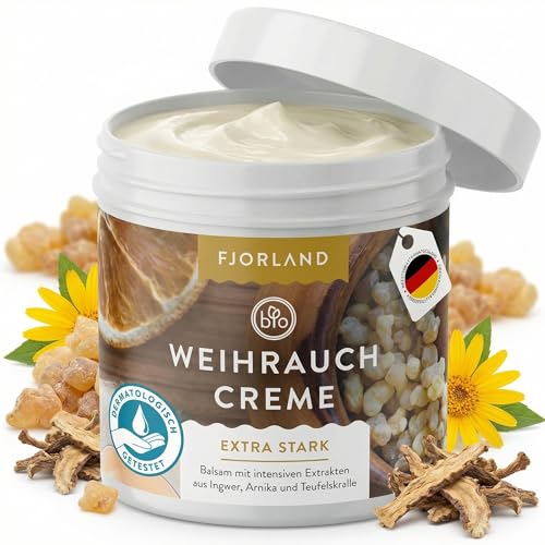 Fjorland Weihrauchcreme extra stark 200 ml - Weihrauch-Salbe hochdosiert zur Unterstützung - Angenehmens Auftragen