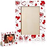Jetec Valentine's Day Picture Frame 4 x 6 Inch Red Hearts Wooden Holiday Photo Frame Tabletop Decor Festive Valentines Gift for Family Friends Vintage Decorations for Home Party Shelf
