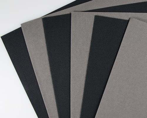 Image of KCS 4 /6 pc of 12 inch x 18 inch(30cmx45cm) 18CT Counted Cotton Aida Cloth Cross Stitch Fabric (6 pc,Dark Grey+Black)