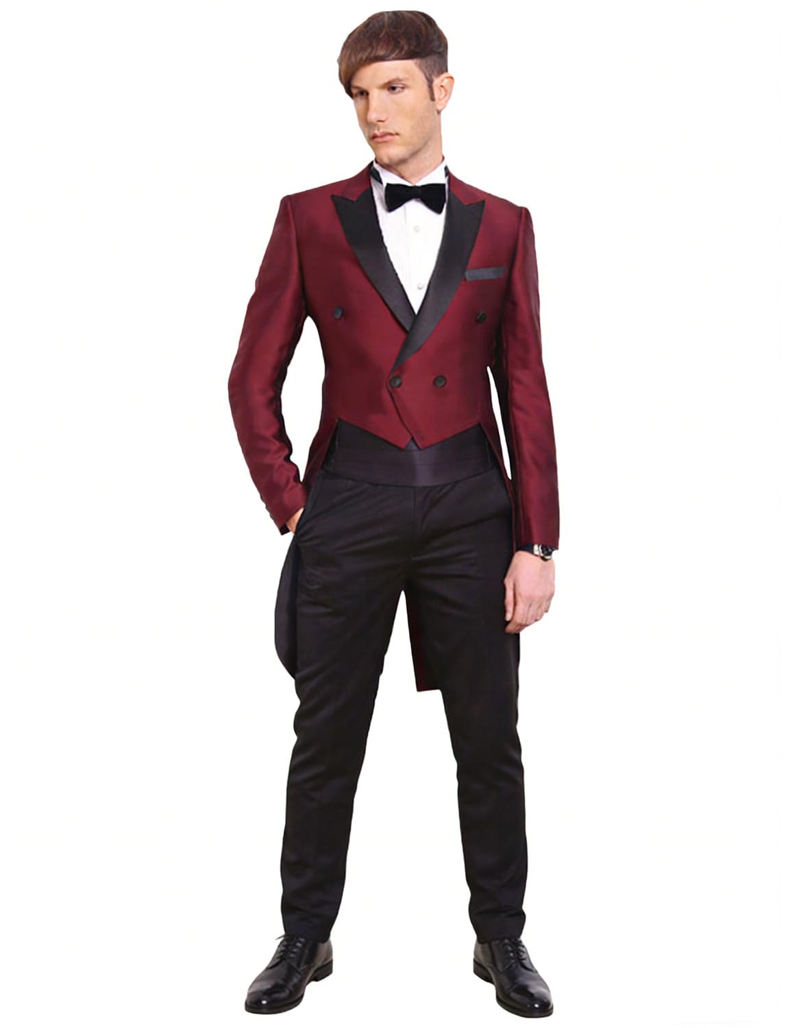 QZI Uomo Completo Giacca Doppiopetto e Pantaloni Tailcoat Set