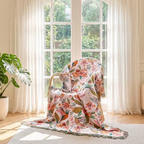 Image of LUTBM Boho Throw Blanket for Bed 60 inchx80 inch, 100% Cotton Soft Couch Blankets