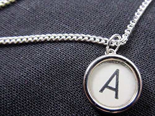 Miniblings Typewriter Keys Link Necklace 45cm Chosse a Letter Name Initial White, Letter:R