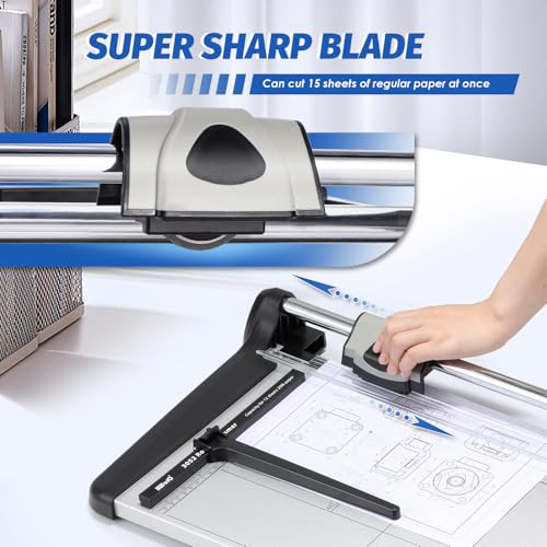 Image of Rotary Paper Trimmer, 15 Sheets Heavy Duty Paper Trimmer, 670mm(26.37 inch) Cutting Length, Commercial Grade Rotary Paper Cutter for Home /Office /School, Black & Silver