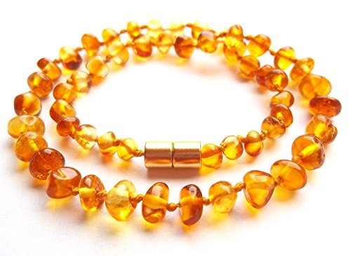 NATUR BERNSTEIN KETTE HALSKETTE ECHTE BALTISCHE BERNSTEIN (35cm) Amberta®