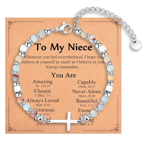 Image of Christian Gifts for Women Girls, Religious Cross Bracelet, Birthday Christmas Easter Baptism Confirmation First Communion Valentines Day Graduation Gifts for Her
