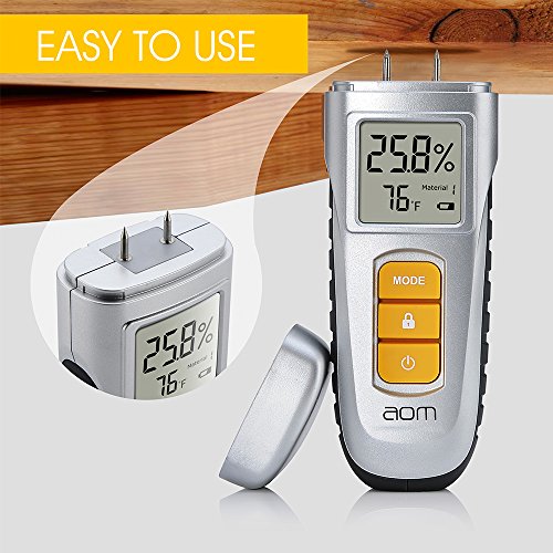 Moisture Meter, Digital Moisture Detector Moisture Tester, Water Leak Detector, Pin Type, Damp Tester Dampness Meter with 6 Modes for Wood Building Material Firewood Walls Paper Floor (Silver) - Thumbnail 5