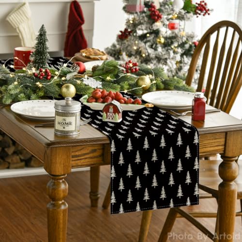 Image of Artoid Mode Xmas Tree Christmas Table Runner Home Party Decor 13x108 Inch