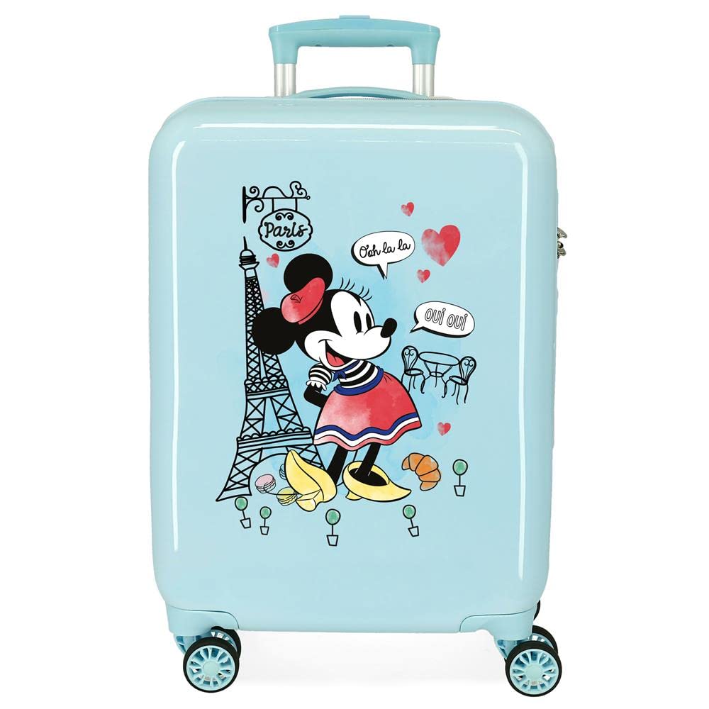 Disney Minnie Around the World torba kabinowa, niebieska, 38 x 55 x 20 cm, sztywna, ABS, zamek szyfrowy 34 2 kg, 4 podwójne kółka, bagaż podręczny, Niebieski, 38x55x20 cms, Walizka