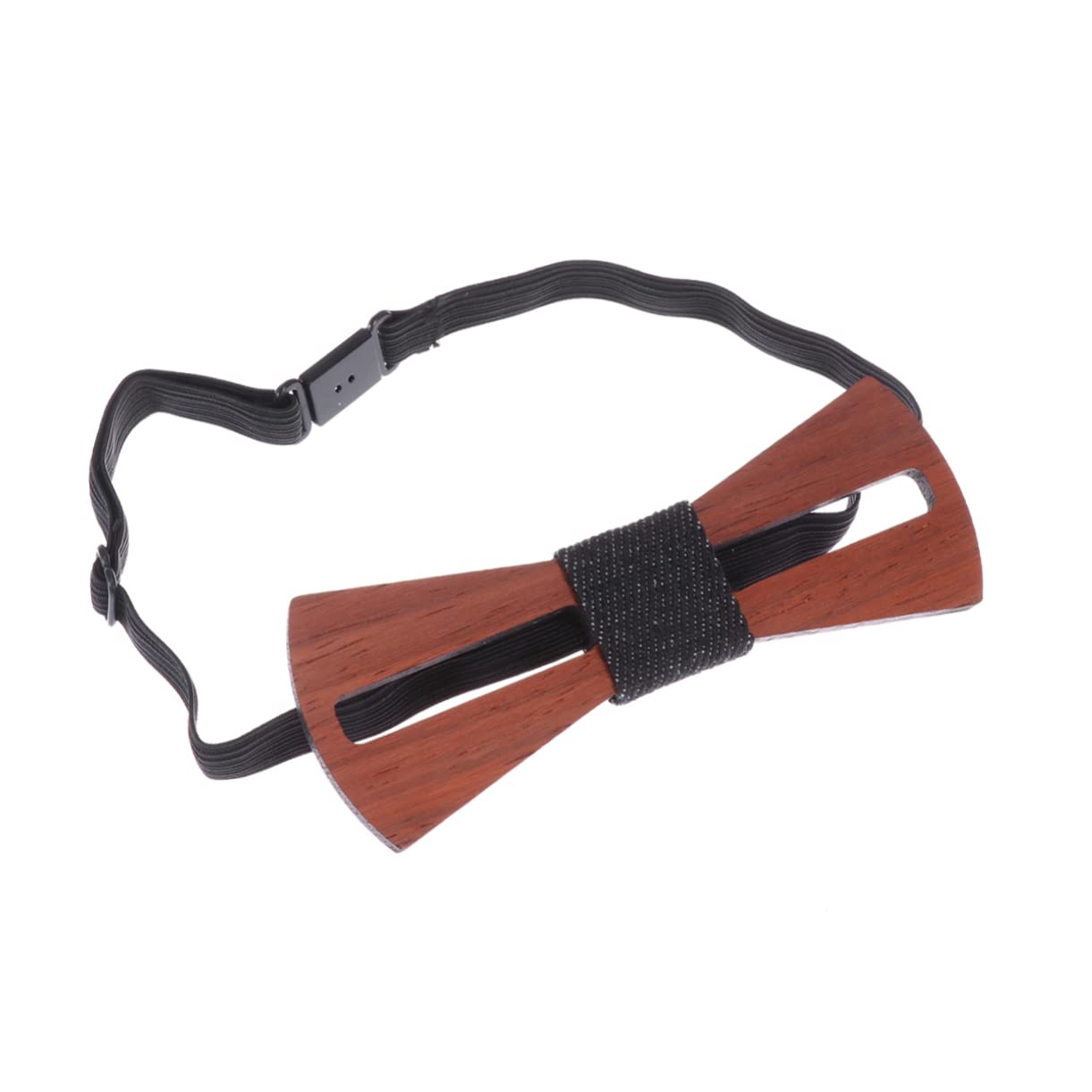 Holibanna Elegant Wooden Bow Tie Medium Hollow Out Comfort Elastic Band Necktie for Men