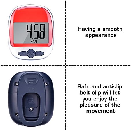 Mudder Pocket Pedometer Step Counter Walking Distance Calorie Counter with Large LCD Display and Belt Clip