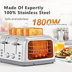 Toaster 4 Slice Retro Stainless Steel,Best Prime 4 Slice Toaster Wide Solt with 7 Shade Settings, Perfect for Waffles, Bagels and More Lainsten T-527 - Image 3
