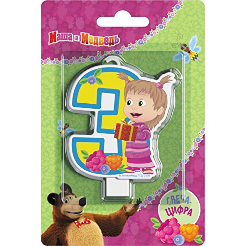 Y # x421; andle sobre una decoración para tarta para 3 años Masha y el oso debe tener accesorios para el partido suministros y cumpleaños Masha y el oso para niños