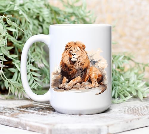 Taza de cerámica con diseño de león 15 oz miniatura 4