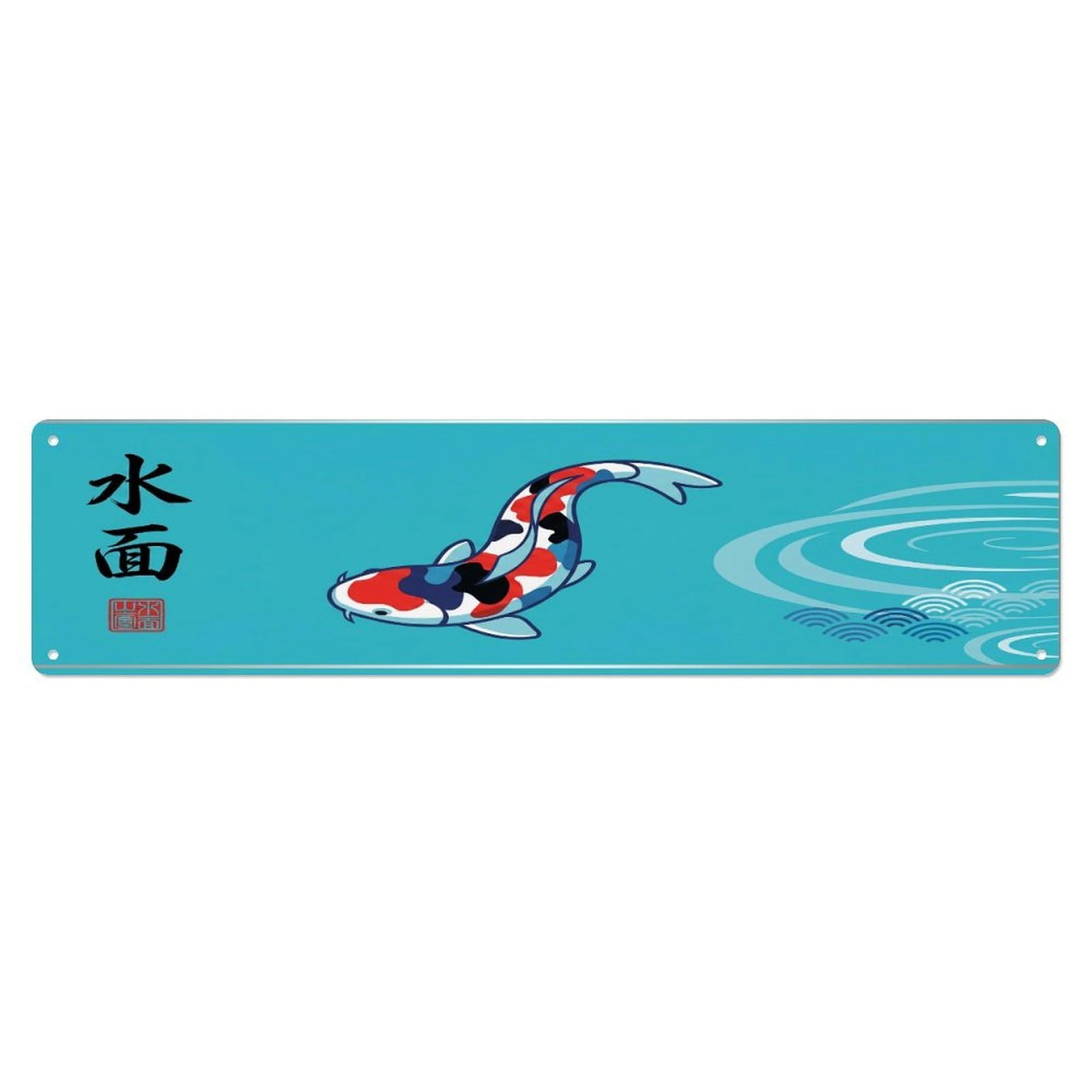 Olhnbad 4X16inch(10X40cm) Vintage Koi Fish Japanese Spiritual Metal Tin Sign